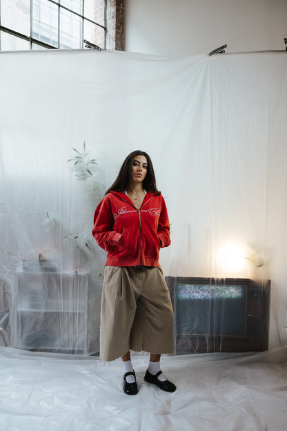 "SALMO 23" ZIP-UP HOODIE [FADED RED]