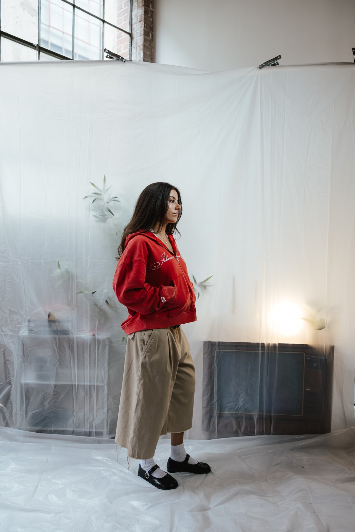 "SALMO 23" ZIP-UP HOODIE [FADED RED]