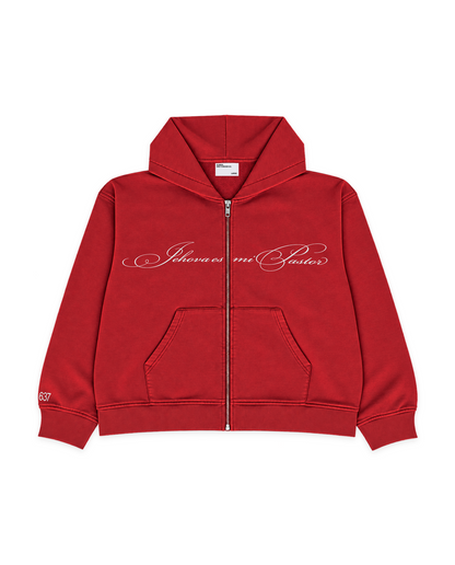"SALMO 23" ZIP-UP HOODIE [FADED RED]