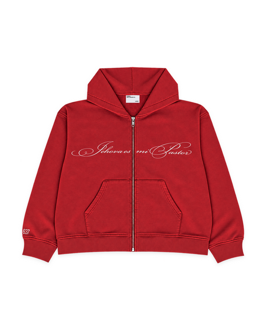 "SALMO 23" ZIP-UP HOODIE [FADED RED]