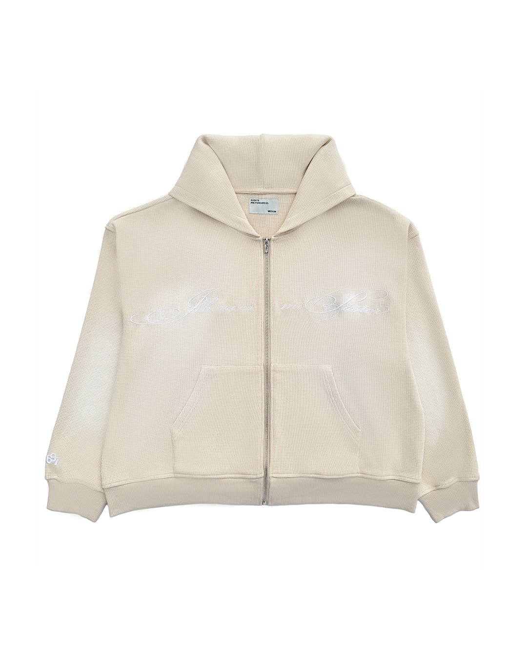"SALMO 23" THERMAL ZIP-UP HOODIE [BONE]